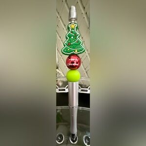 Handcrafted Christmas X-Mas Tree Beaded Writing Pen Stationery Unique Gift